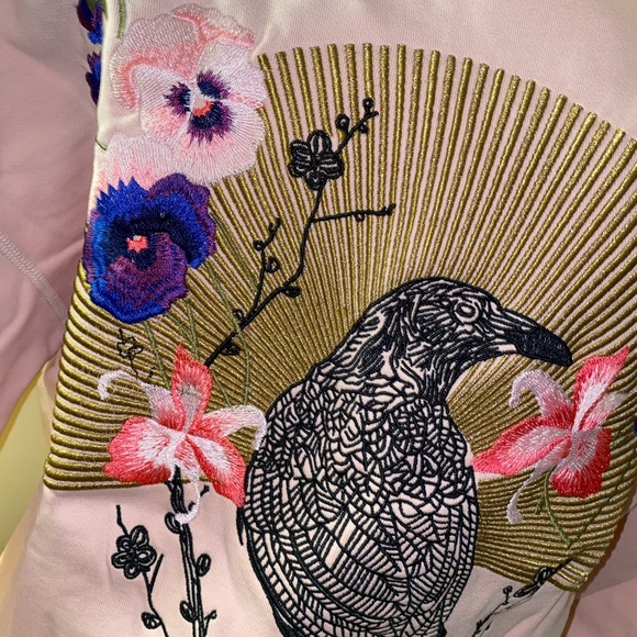 Retail $249🌕 7 For All Mankind Embroidered Raven Graphic Sweatshirt, Small - Picture 2 of 9